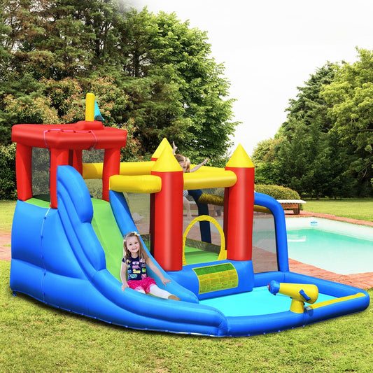 Inflatable Bounce House Splash Pool with Water Climb Slide Blower included - Tampa Home & Garden Store