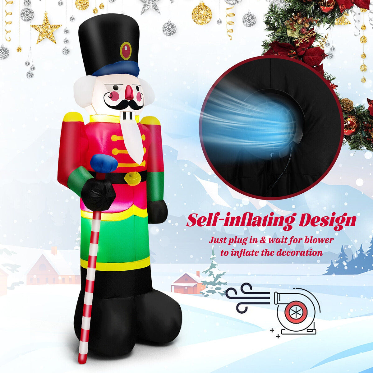 8 ft inflatable Nutcracker Soldier with 2 LED lights DirectDeals outdoor decoration on Tampa Home & Garden Store