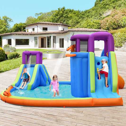 6-in-1 Inflatable Dual Water Slide Bounce House Without Blower - Tampa Home & Garden Store