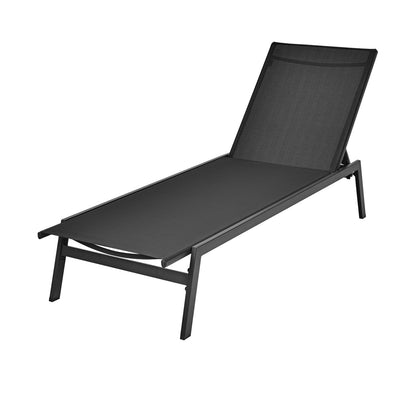 Tumbona reclinable de exterior con respaldo ajustable en 6 posiciones - Negra