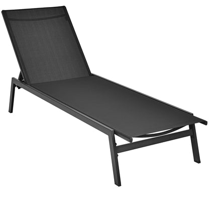 Tumbona reclinable de exterior con respaldo ajustable en 6 posiciones - Negra