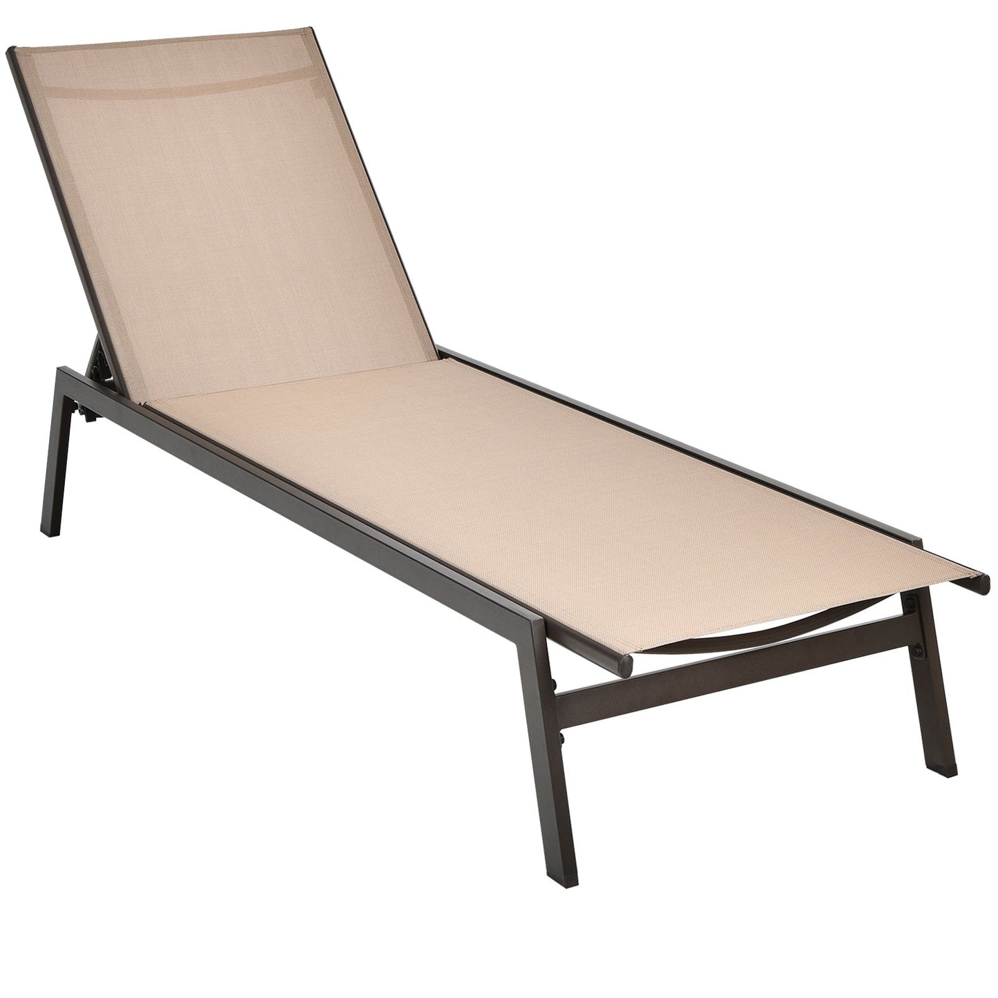 Tumbona reclinable de exterior con respaldo ajustable en 6 posiciones - Negra