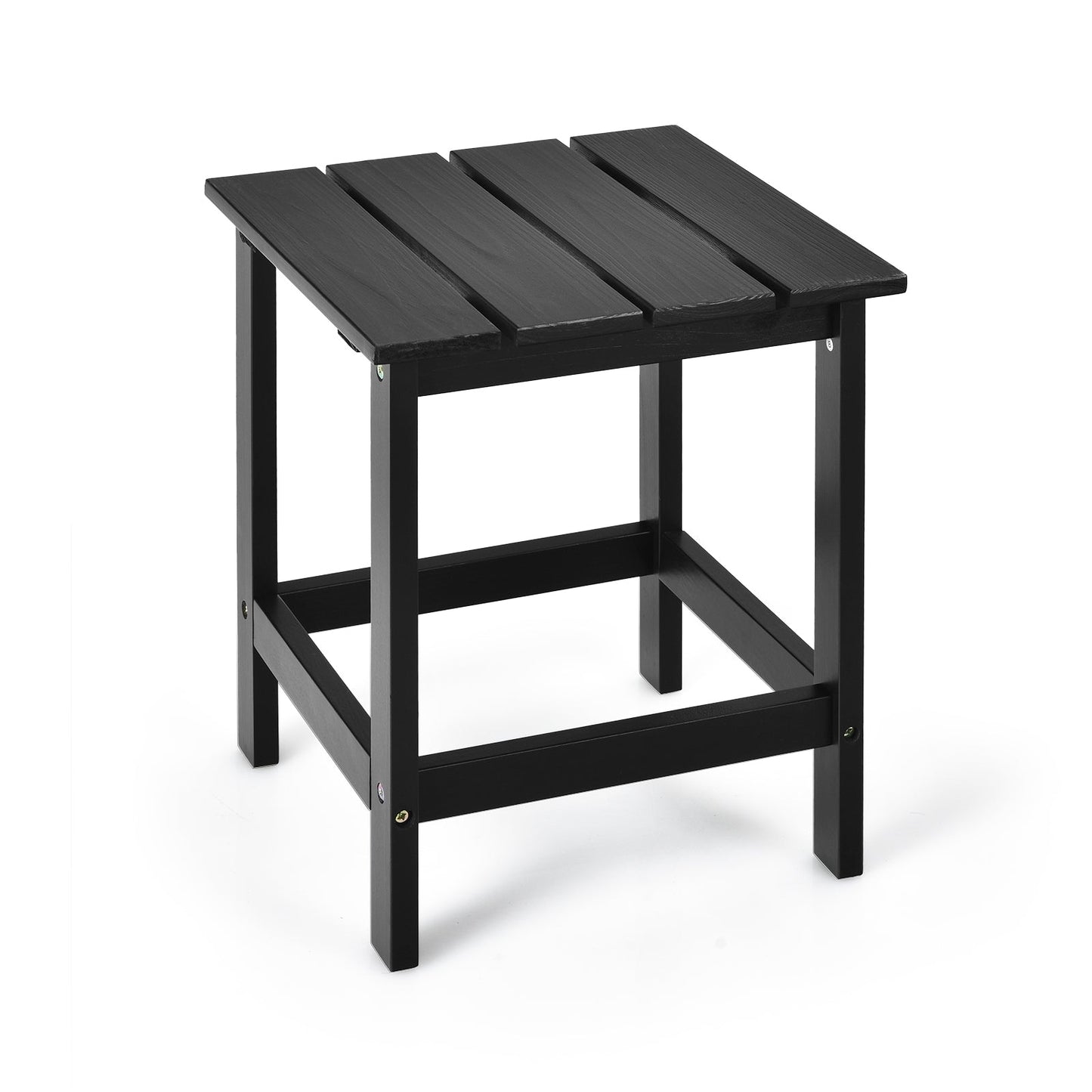 Mesa Auxiliar de Café Cuadrada de 15 Pulgadas con Listones de Madera para Patio/Jardín - Blanca