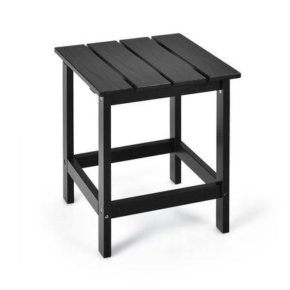 Mesa Auxiliar de Café Cuadrada de 15 Pulgadas con Listones de Madera para Patio/Jardín - Blanca