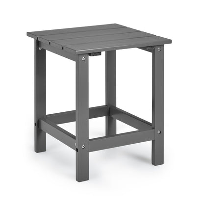 Mesa Auxiliar de Café Cuadrada de 15 Pulgadas con Listones de Madera para Patio/Jardín - Blanca