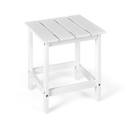 Mesa Auxiliar de Café Cuadrada de 15 Pulgadas con Listones de Madera para Patio/Jardín - Blanca