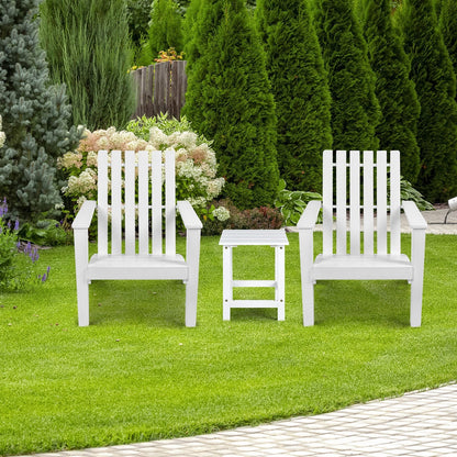 Mesa Auxiliar de Café Cuadrada de 15 Pulgadas con Listones de Madera para Patio/Jardín - Blanca