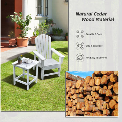 Mesa Auxiliar de Café Cuadrada de 15 Pulgadas con Listones de Madera para Patio/Jardín - Blanca