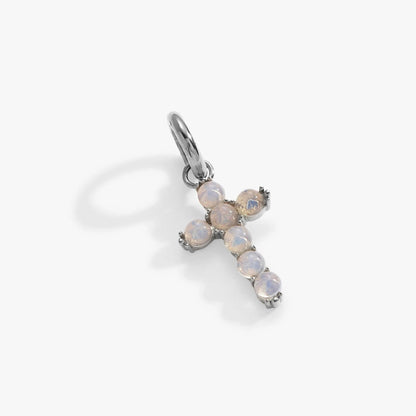 Opal Cross Interchangeable Charm by Alex and Ani, silver-tone pendant with opal beads on Tampa Home & Garden Store