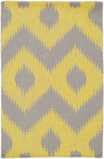 Oradell Yellow Ikat Wool Rug by Boutique Rugs, gray and yellow ikat pattern clearance on Tampa Home & Garden Store
