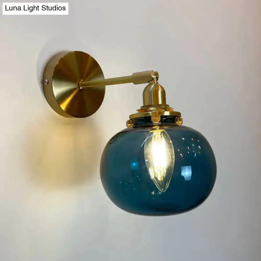 Orange and Gold Fluted Glass Wall Lamp in Bedroom