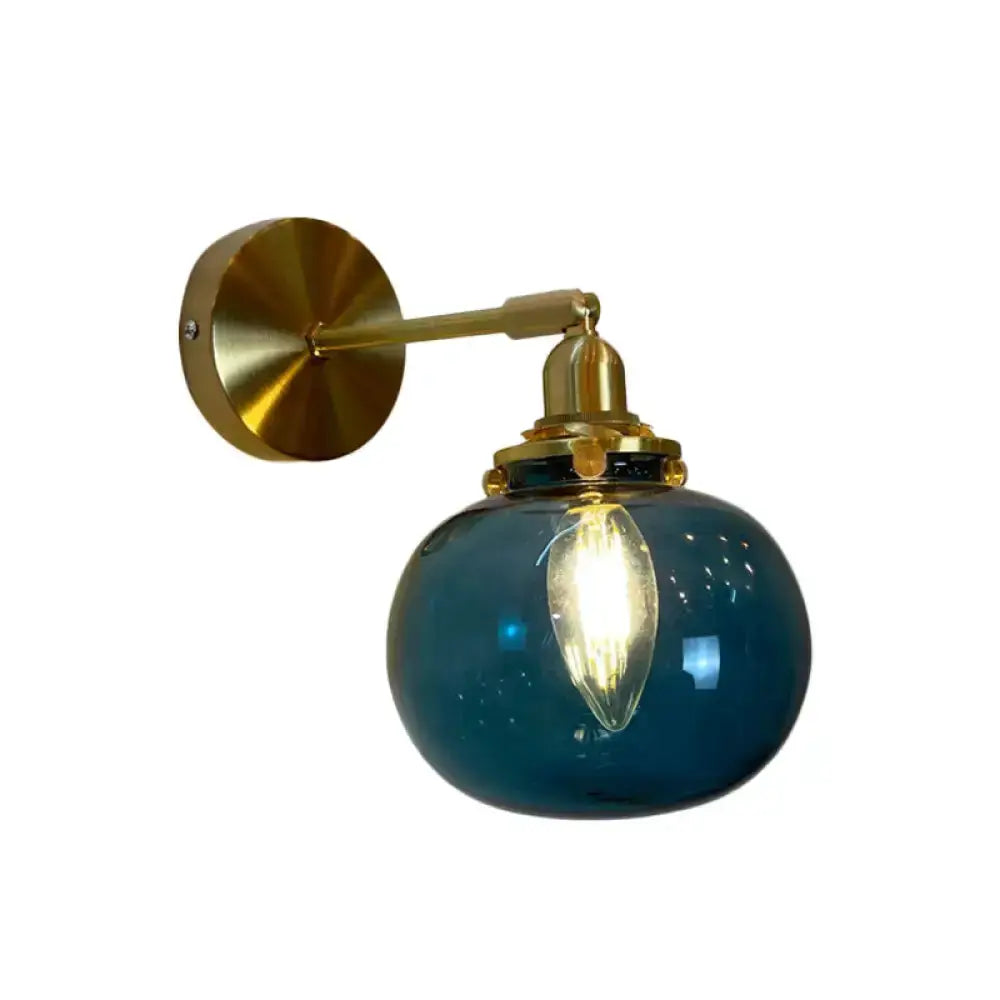 Orange and Gold Fluted Glass Wall Lamp in Bedroom