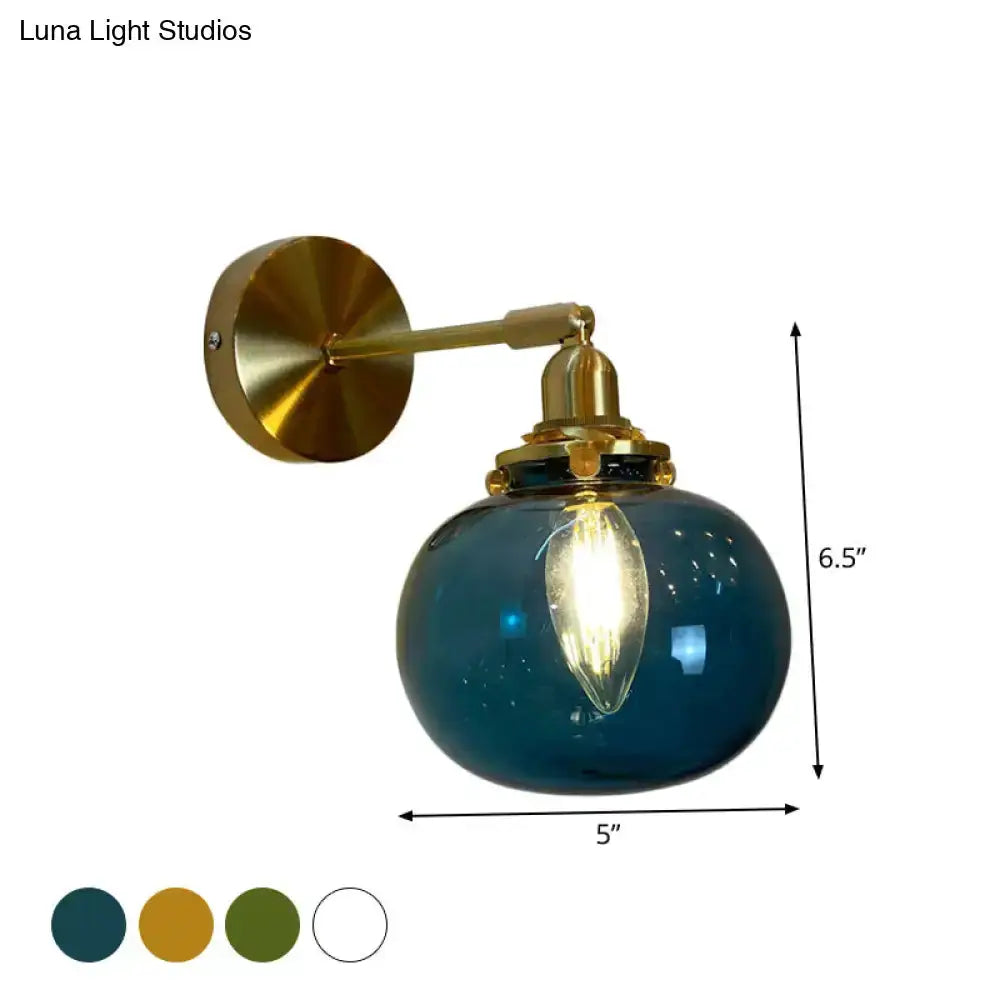 Orange and Gold Fluted Glass Wall Lamp in Bedroom
