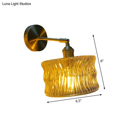 Orange and Gold Fluted Glass Wall Lamp in Bedroom