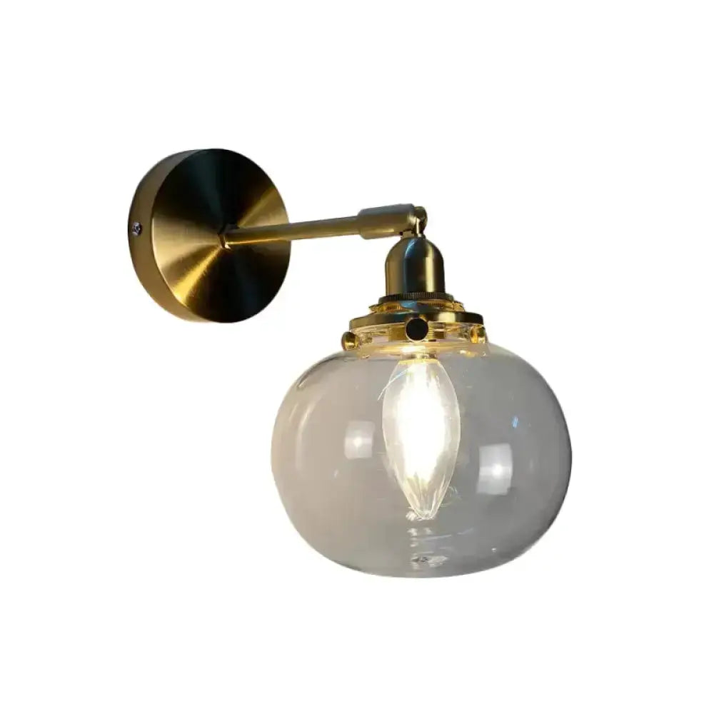 Orange and Gold Fluted Glass Wall Lamp in Bedroom