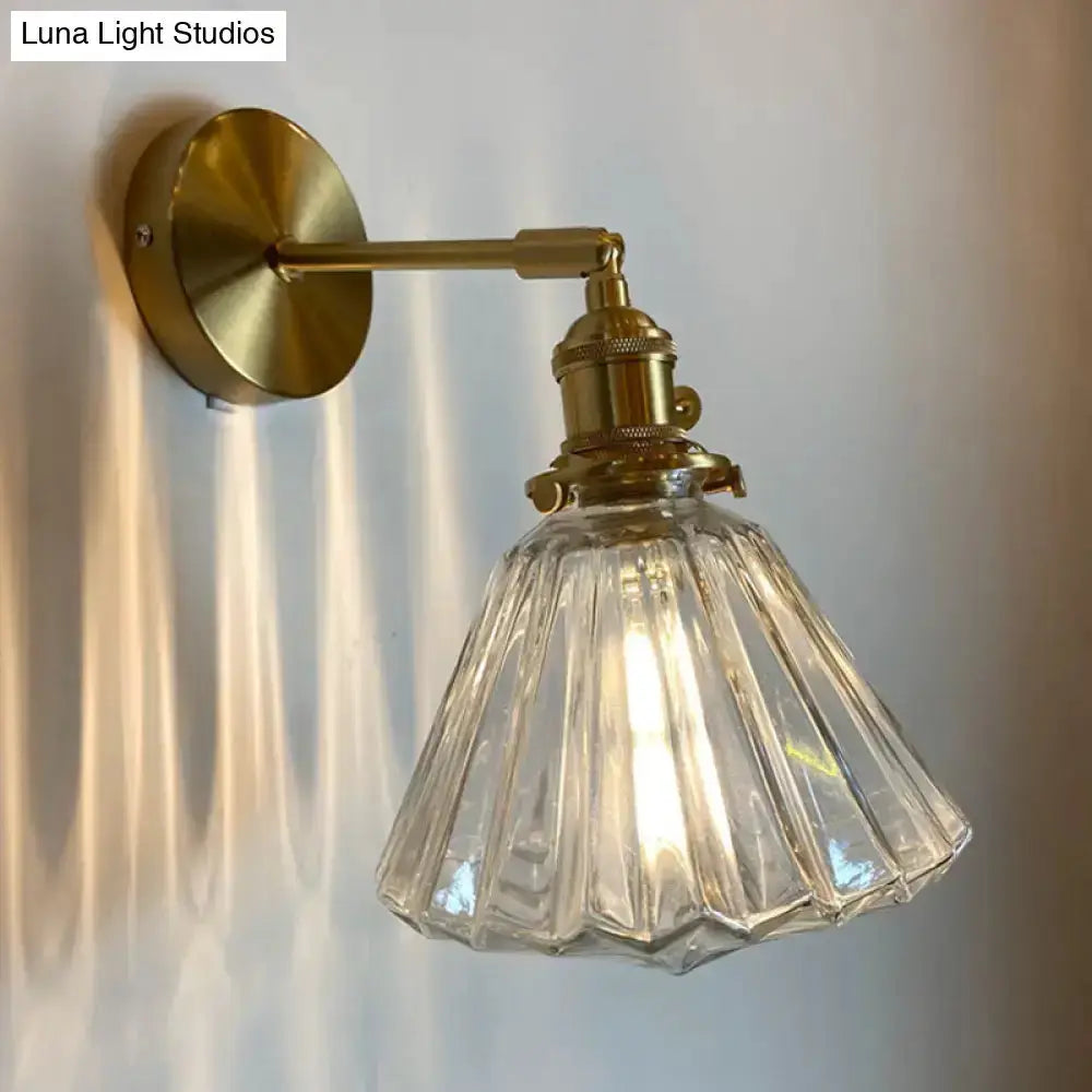 Orange and Gold Fluted Glass Wall Lamp in Bedroom