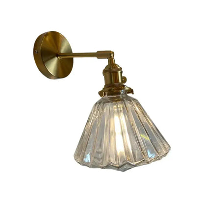 Orange and Gold Fluted Glass Wall Lamp in Bedroom