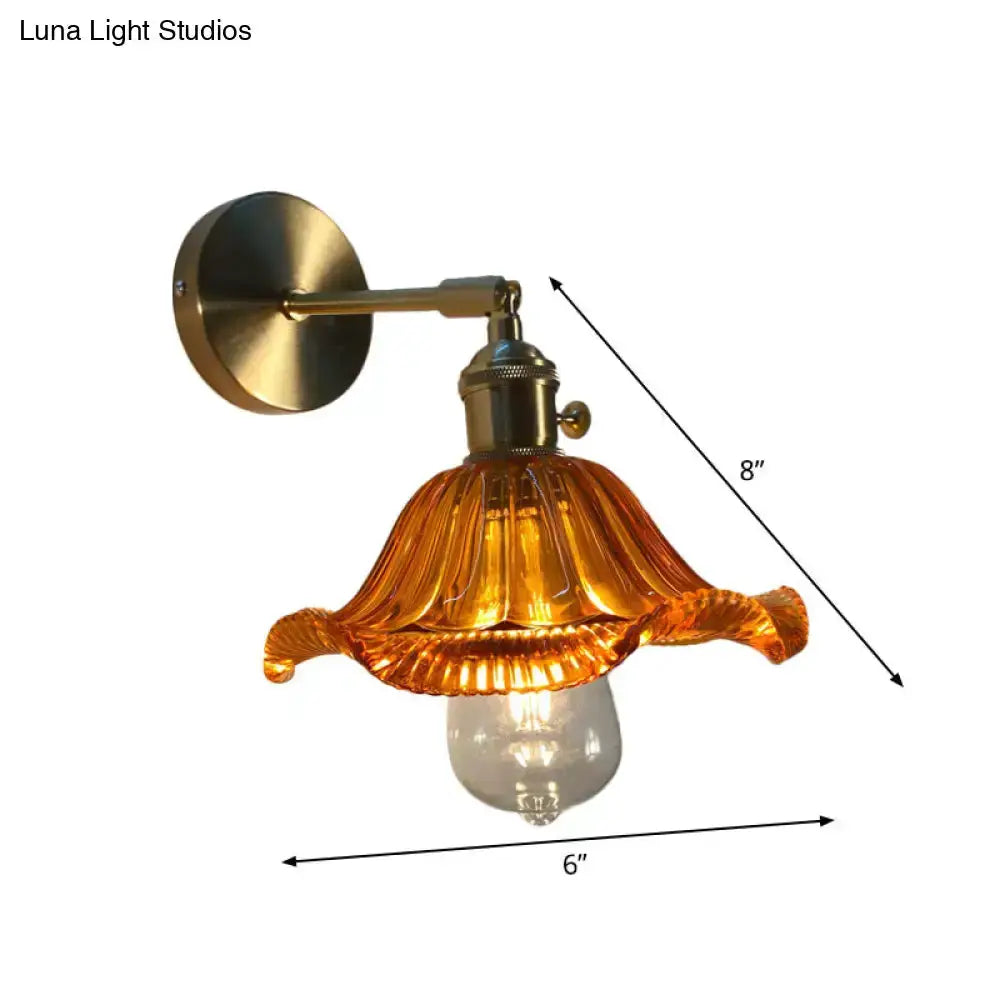 Orange and Gold Fluted Glass Wall Lamp in Bedroom