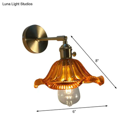 Orange and Gold Fluted Glass Wall Lamp in Bedroom