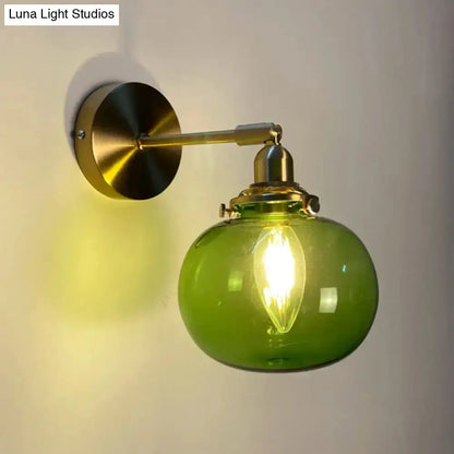 Orange and Gold Fluted Glass Wall Lamp in Bedroom
