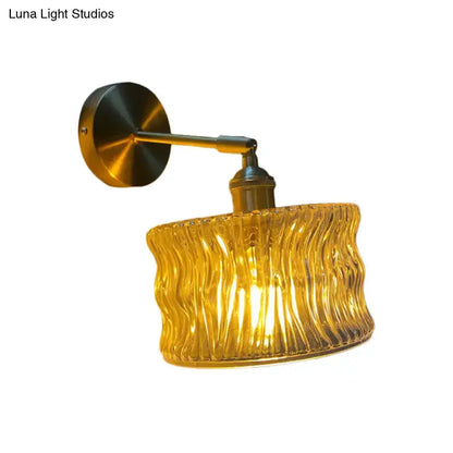 Orange and Gold Fluted Glass Wall Lamp in Bedroom