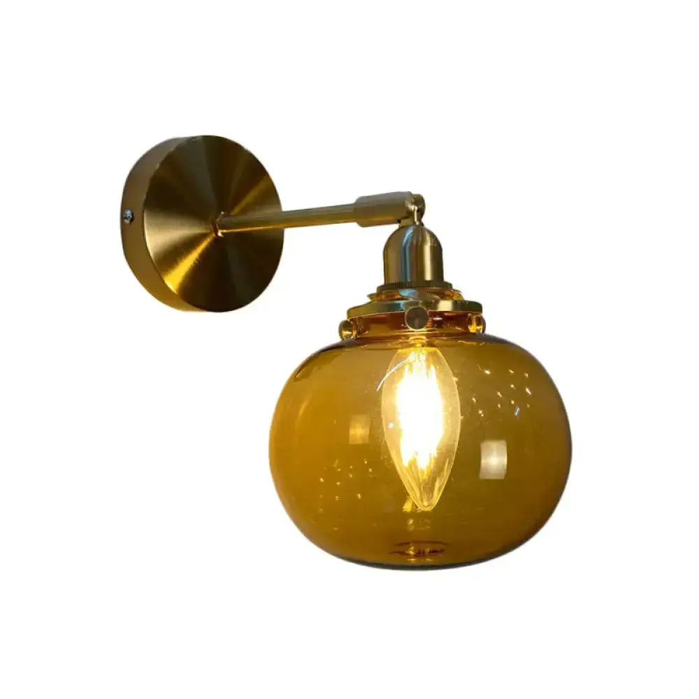 Orange and Gold Fluted Glass Wall Lamp in Bedroom