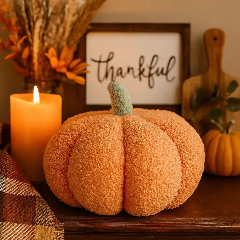 Blair Pumpkin II Plush Pillow for Cozy Decor