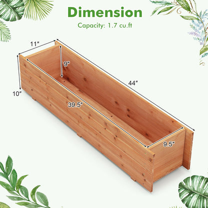 Fir Wood Planter Box with 2 Drainage Holes and 3 Added Bottom Crossbars-Orange