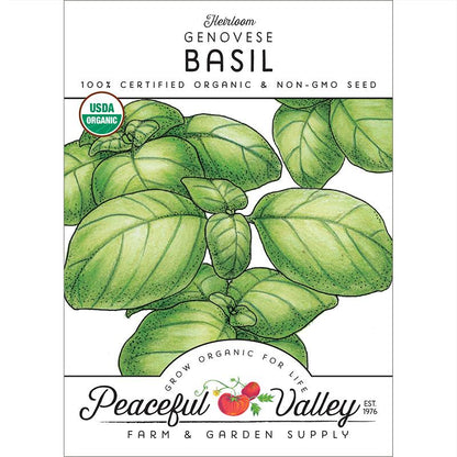 Genovese Basil seeds packet with illustrated green basil leaves Seedtime Store on Tampa Home & Garden Store