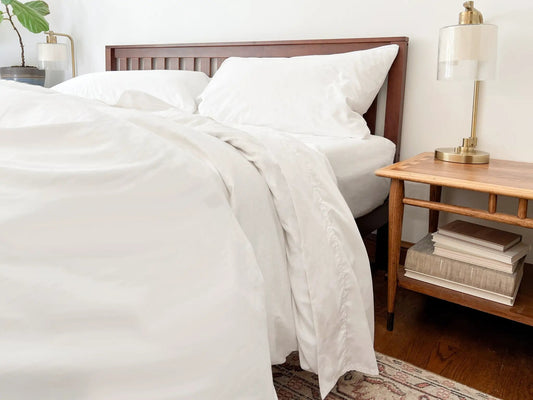 Organic Percale Bed Sheets Set for Cooling Sleep white percale fabric Organic Cotton Mart on Tampa Home & Garden Store