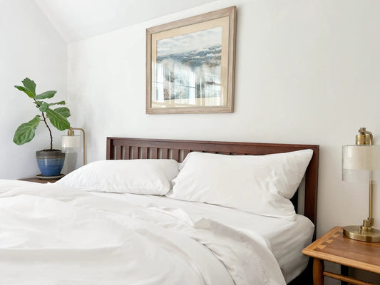 Organic Percale Bed Sheets Set in white for cooling sleep on Tampa Home & Garden Store
