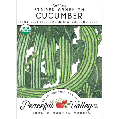 Striped Armenian cucumber seeds packet by Peaceful Valley Farm & Garden Supply on Tampa Home & Garden Store