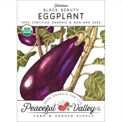 Black Beauty Eggplant seeds (organic) by Grow Organic, USDA Organic seeds on Tampa Home & Garden Store