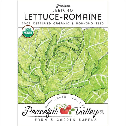 Jericho Romaine Lettuce seeds packet, organic heirloom romaine, Seedtime Store brand on Tampa Home & Garden Store