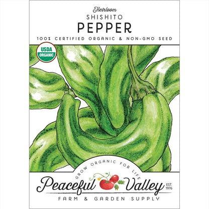 Shishito Pepper seeds Seedtime Store organic seeds with green peppers USDA Organic on Tampa Home & Garden Store