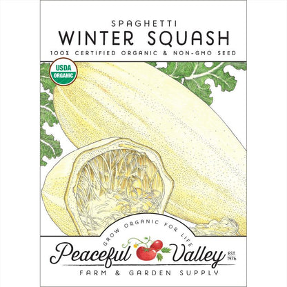 Spaghetti Winter Squash seeds packet by Seedtime Store, USDA Organic on Tampa Home & Garden Store