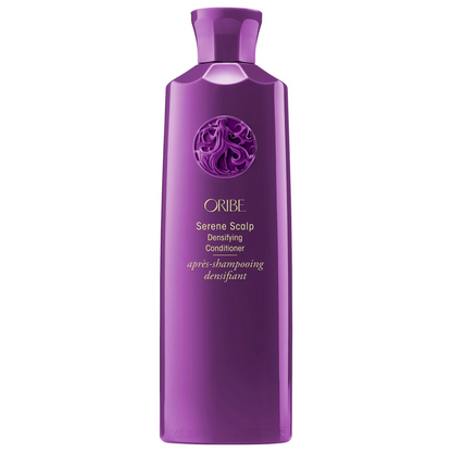 Oribe Serene Scalp Densifying Conditioner bottle in purple with embossed emblem on Tampa Home & Garden Store