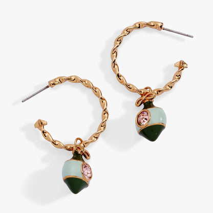 Crystal Bow and Ornament Twisted Hoop Earrings