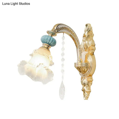 Gold Glass Wall Sconce Nordic Crystal Drop with turquoise accent knob by Decorbites on Tampa Home & Garden Store
