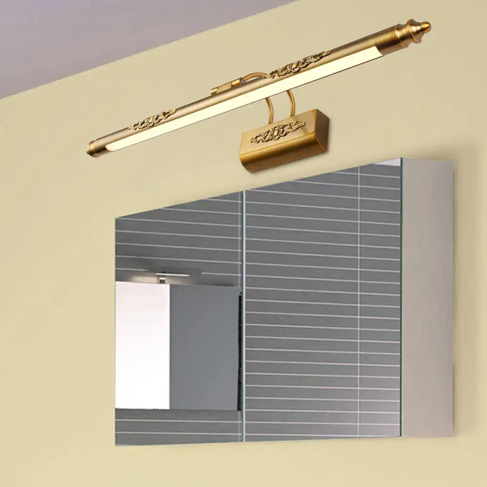 Brass Wall Vanity Light by Decorbites, ornate gold bar with carved accents above a mirror on Tampa Home & Garden Store