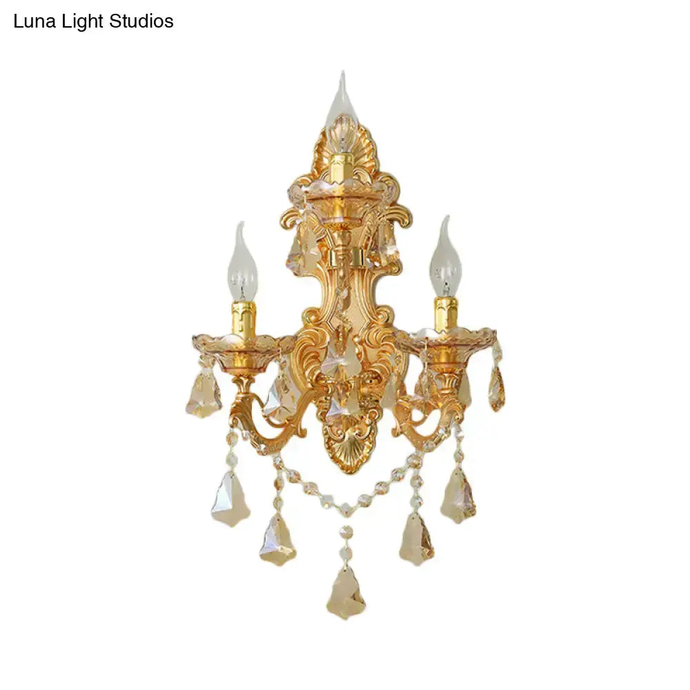 Ornate gold crystal 3-light metal living room sconce Decorbites on Tampa Home & Garden Store