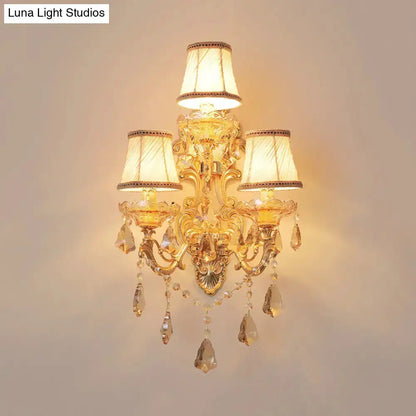 Decorbites ornate gold crystal 3-light metal living room wall sconce on Tampa Home & Garden Store