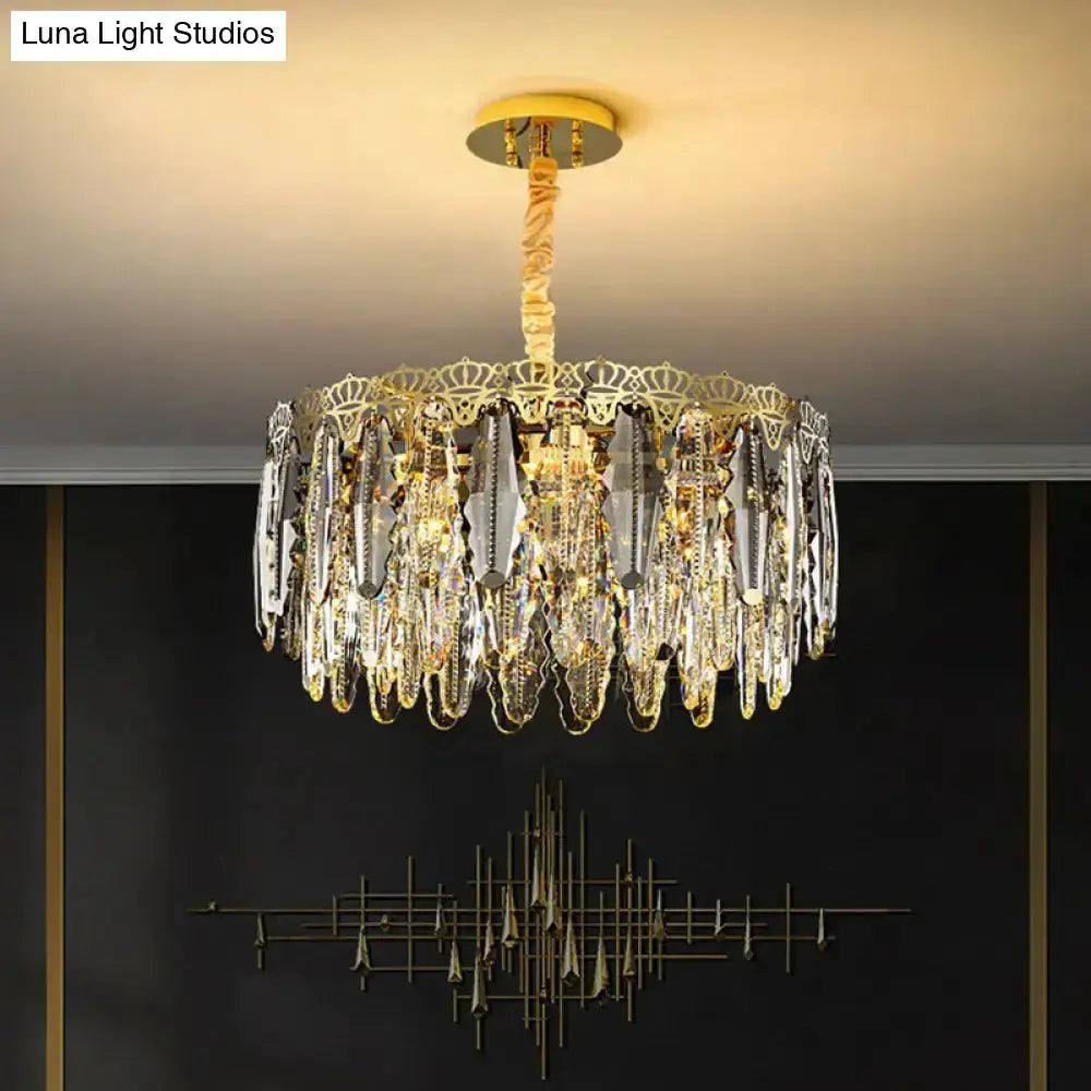 Ornate gold crystal leaf pendant light by Decorbites for bedroom on Tampa Home & Garden Store