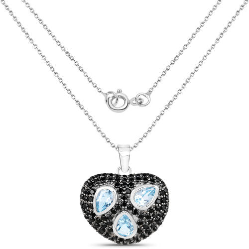Heart pendant in sterling silver with black spinel and blue topaz teardrops by Bids.com on Tampa Home & Garden Store