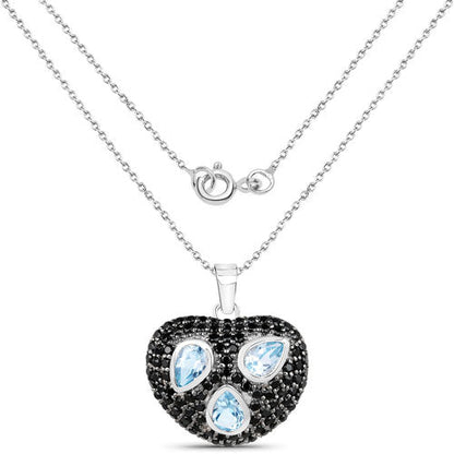 Heart pendant in sterling silver with black spinel and blue topaz teardrops by Bids.com on Tampa Home & Garden Store