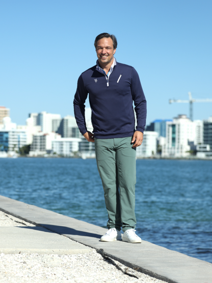 Oceanside Pullover Smooth Stretch navy 1/4-zip with chest zipper by White Water Life on Tampa Home & Garden Store