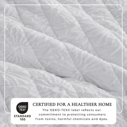 Crisp White Floral Embossed Quilt Set Reversible