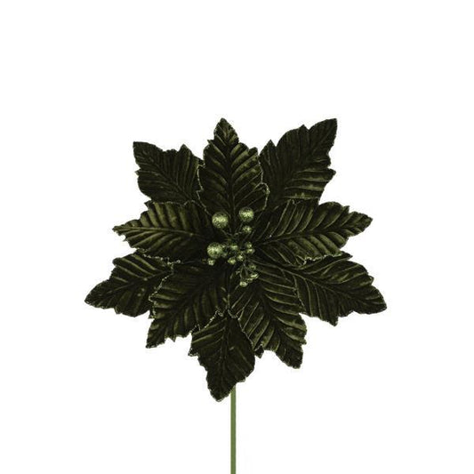 Poinsettia Pick - Hunter Green - 12 inch Bloom - 10 Inch Stem - Tampa Home & Garden Store