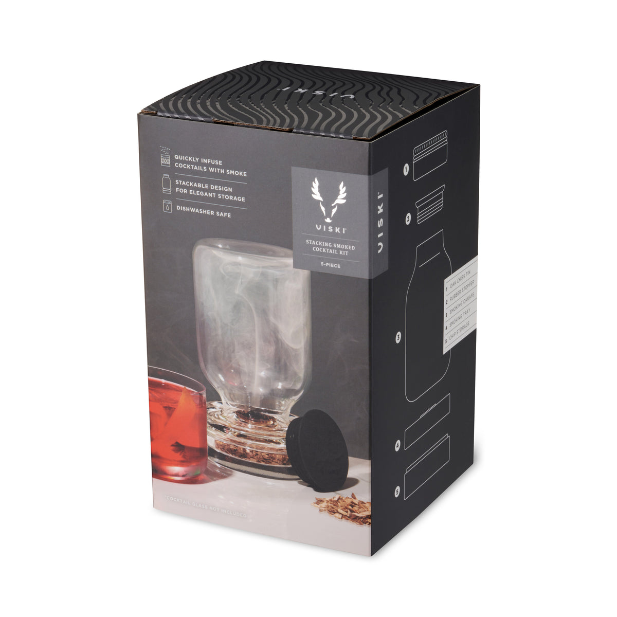 Viski 5-piece stacking smoked cocktail kit barware set on Tampa Home & Garden Store