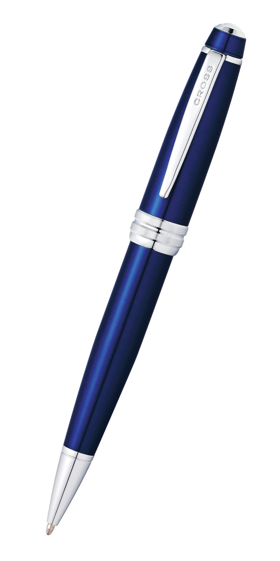 Bailey blue lacquer ballpoint pen by Cross with silver clip and cap band on Tampa Home & Garden Store